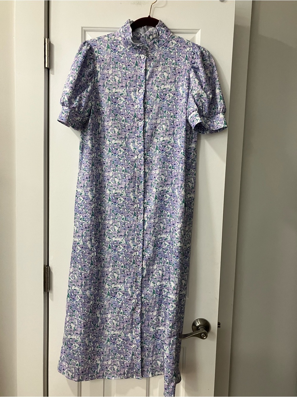 Purple and White Floral Midi Dress